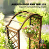 Outsunny Wooden Garden Arch with 2 Planter Boxes, Outdoor Rose Arch Trellis for Climbing Vines, Carbonised