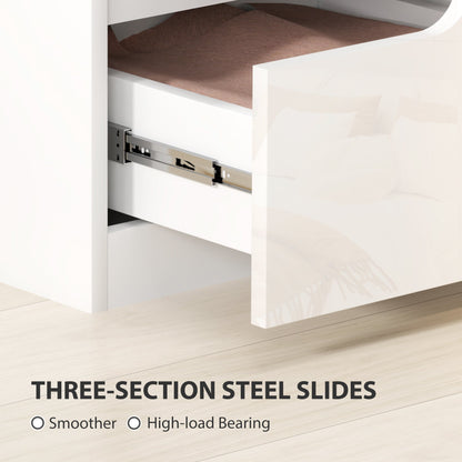 HOMCOM Chest of Drawers and Bedside Table, Modern, High Gloss