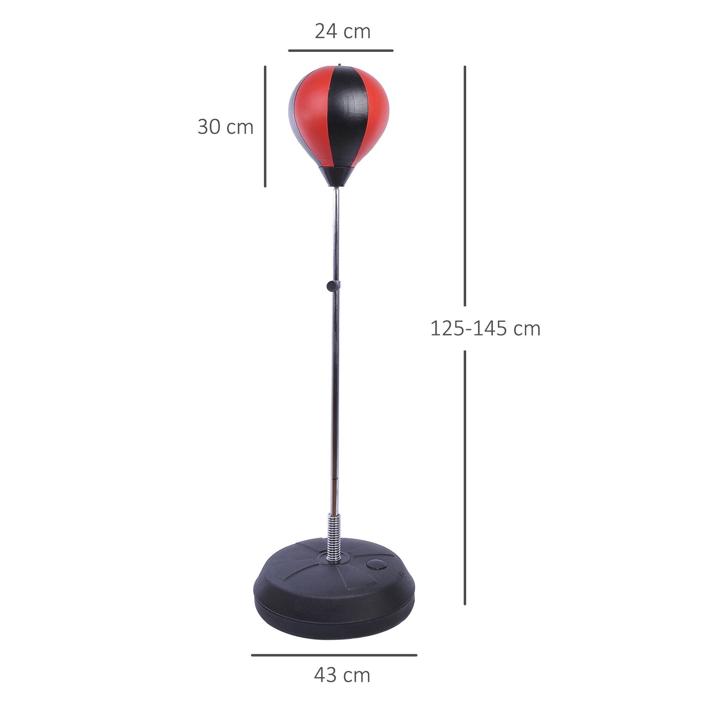 HOMCOM Training Boxing Punch Ball Set 125-145H x a43cm with Gloves Air Pump, 4-Position Adjustable Height Freestanding Boxing Speed Ball for Teenagers Exercise Training