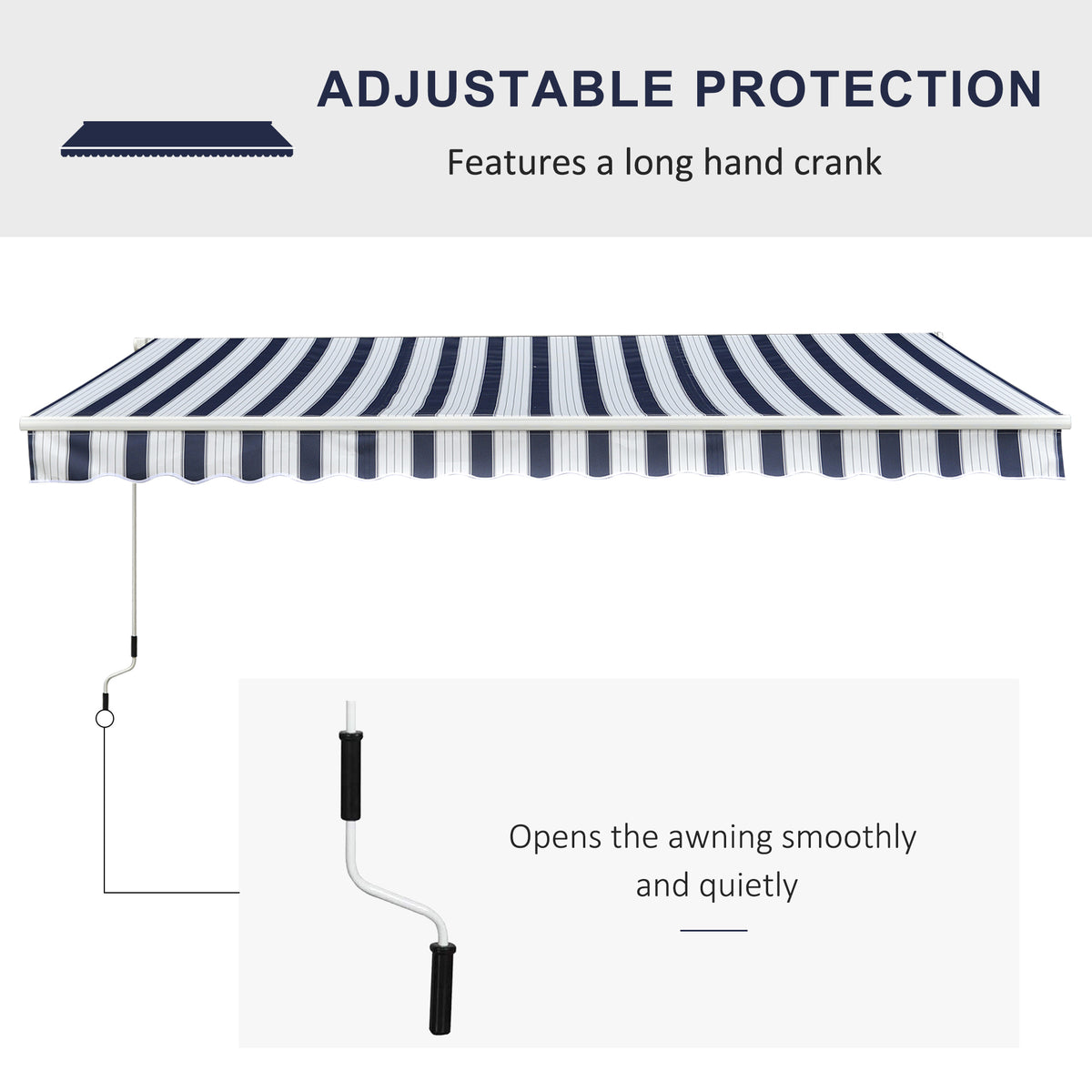 Outsunny Manual Retractable Awning in Blue and White