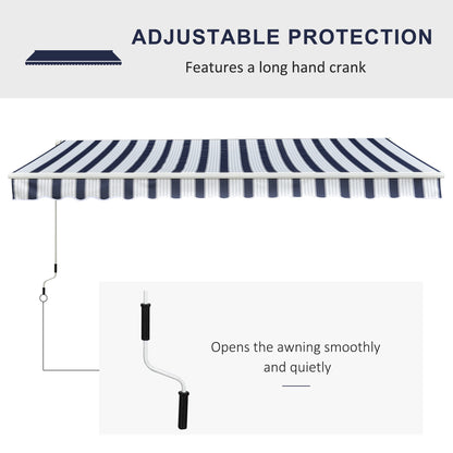 Outsunny Manual Retractable Awning in Blue and White