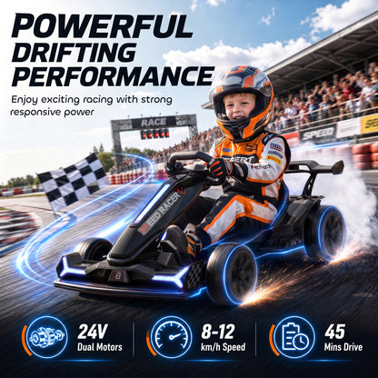 AIYAPLAY 24V Electric Go Kart in Black