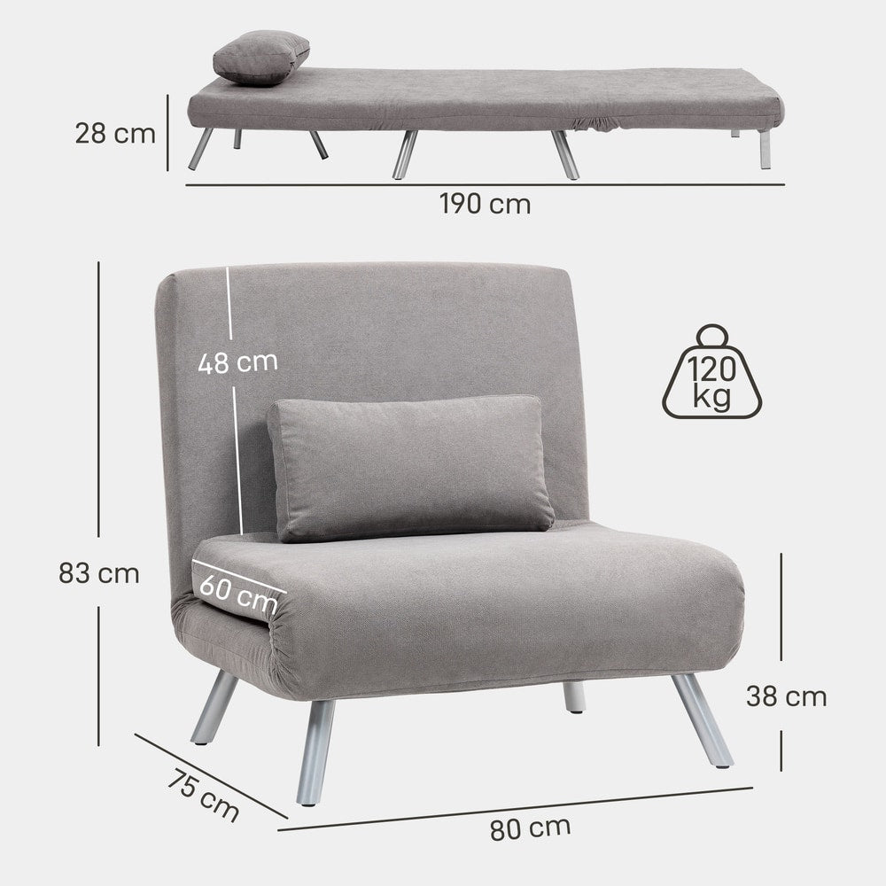 HOMCOM Single Snow Flannel Chair Bed in Grey