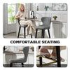 HOMCOM Bar Stools Set of 2, PU Leather Barstools with Back, Footrest and Wood Legs for Kitchen, Counter, Breakfast Bar, Grey
