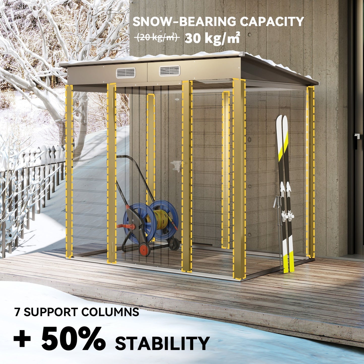 Outsunny 4 x 6ft Galvanised Metal Garden Shed, with Locking Door - Grey