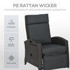 Outsunny Outdoor Recliner Chair with Adjustable Backrest and Footrest, Cushion, Side Tray, Dark Grey/Brown