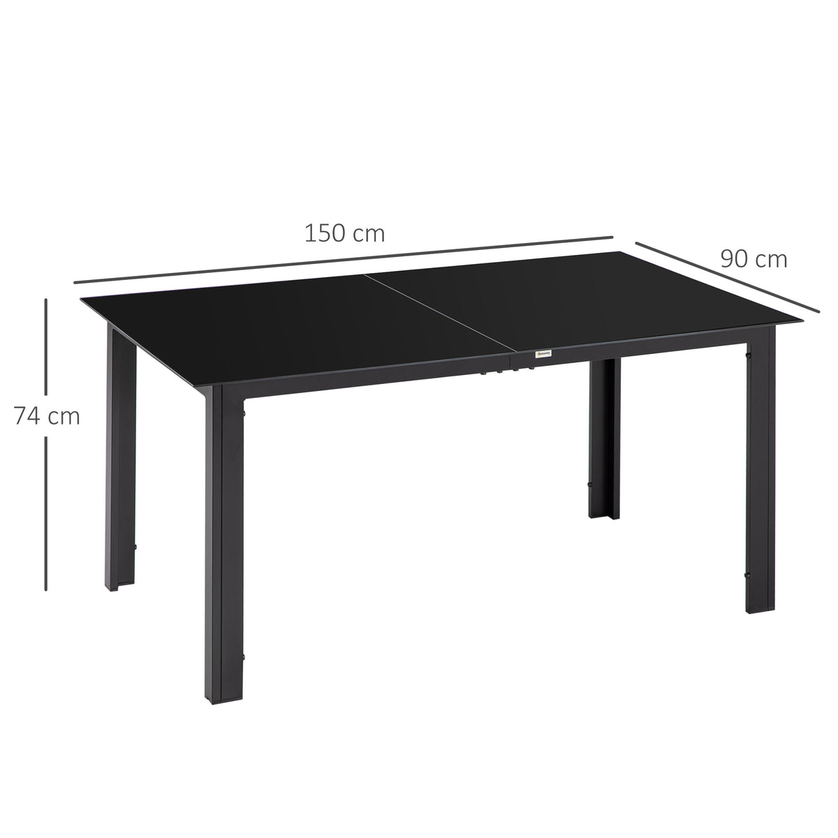 Outsunny Outdoor Dining Table for 6 in Black