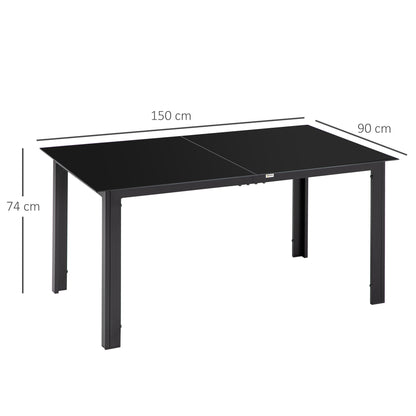Outsunny Outdoor Dining Table for 6 in Black