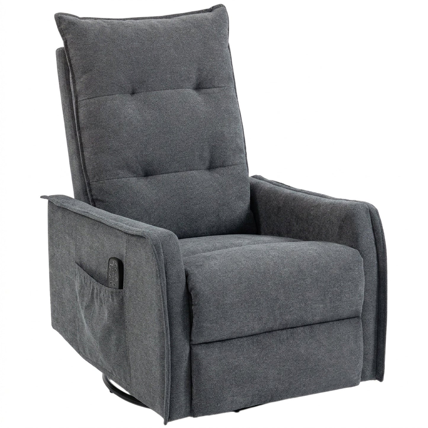 HOMCOM Recliner Armchair, Chenille Recliner Chair with Massage and Heat, 360 degrees Swivel Rocking Manual Recliner, Dark Grey