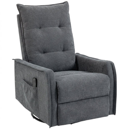 HOMCOM Recliner Armchair, Chenille Recliner Chair with Massage and Heat, 360 degrees Swivel Rocking Manual Recliner, Dark Grey