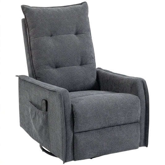 HOMCOM Recliner Armchair, Chenille Recliner Chair with Massage and Heat, 360Â° Swivel Rocking Manual Recliner, Dark Grey
