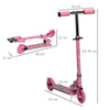 HOMCOM Kids Scooter, with Lights, Music, Adjustable Height, Foldable Frame, for Ages 3-7 Years - Pink
