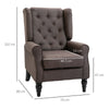 HOMCOM Wingback Accent Chair, Retro Upholstered Button Tufted Occasional Chair for Living Room and Bedroom, Brown