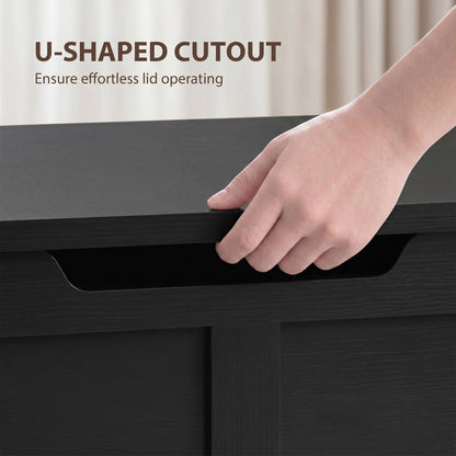 HOMCOM 127L Home Storage Box, with Safety Hinges - Black Wood-Effect