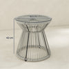 Outsunny Rattan Outdoor Coffee Table, PE Rattan Wicker Bistro Side Table with Tempered Glass Top, Light Grey