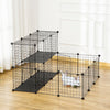 PawHut Pet Playpen w/ Door Customisable Fence for Guinea Pigs Chinchillas Hedgehogs - Black
