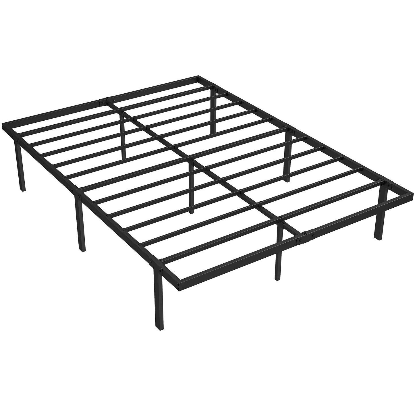 HOMCOM 4ft6 Double Bed Frame with Underbed Storage, Metal Platform Bed Frame with Steel Slat Support, No Box Spring Needed