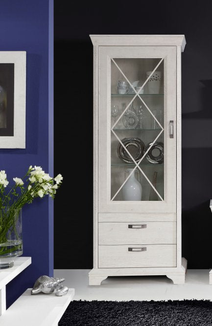 Kashmir Tall Display Cabinet (KSMV73) in White Pine