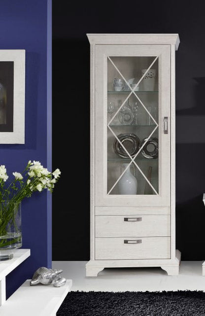 Kashmir Tall Display Cabinet (KSMV73) in White Pine