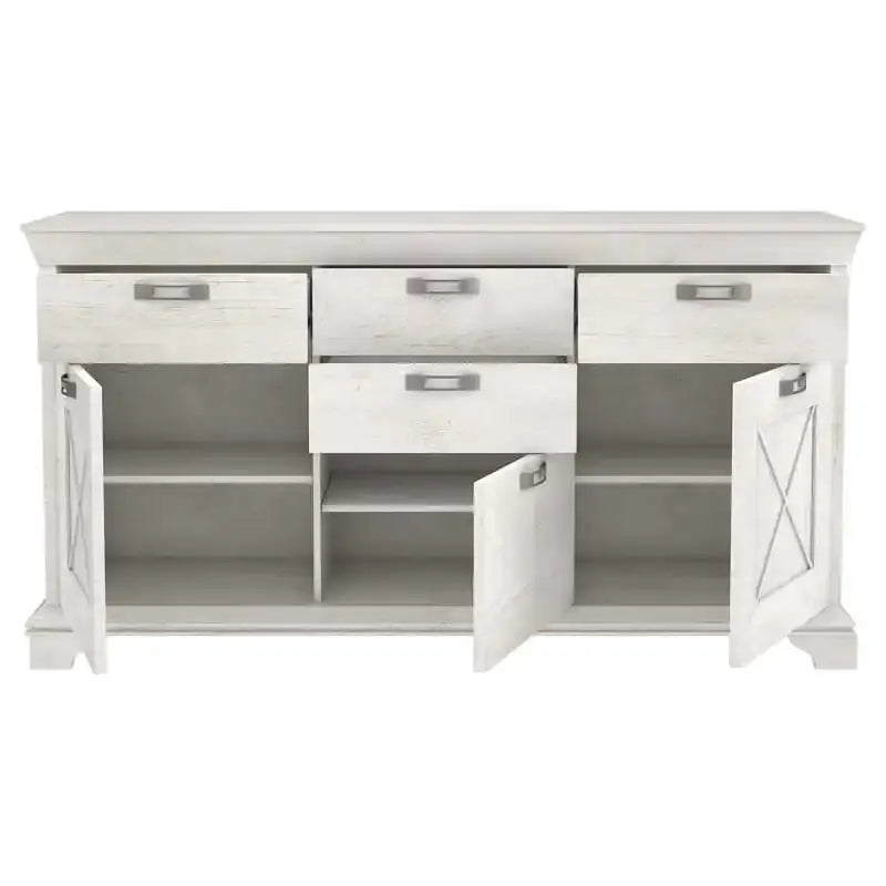 Kashmir 3 Door 4 Drawer Sideboard (KSMK233) in White Pine
