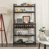 6-Tier Kitchen Baker’s Rack with Wine Storage-Brown