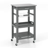 4-Tier Rolling Trolley Cart with Lock Wheels Basket and Drawer-Grey