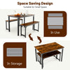 3 Pieces Space-Saving Dining Breakfast Table Set with 2 Benches-Coffee