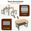 3 Pieces Space-Saving Dining Breakfast Table Set with 2 Benches-Natural