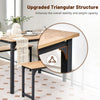 3 Pieces Space-Saving Dining Breakfast Table Set with 2 Benches-Natural
