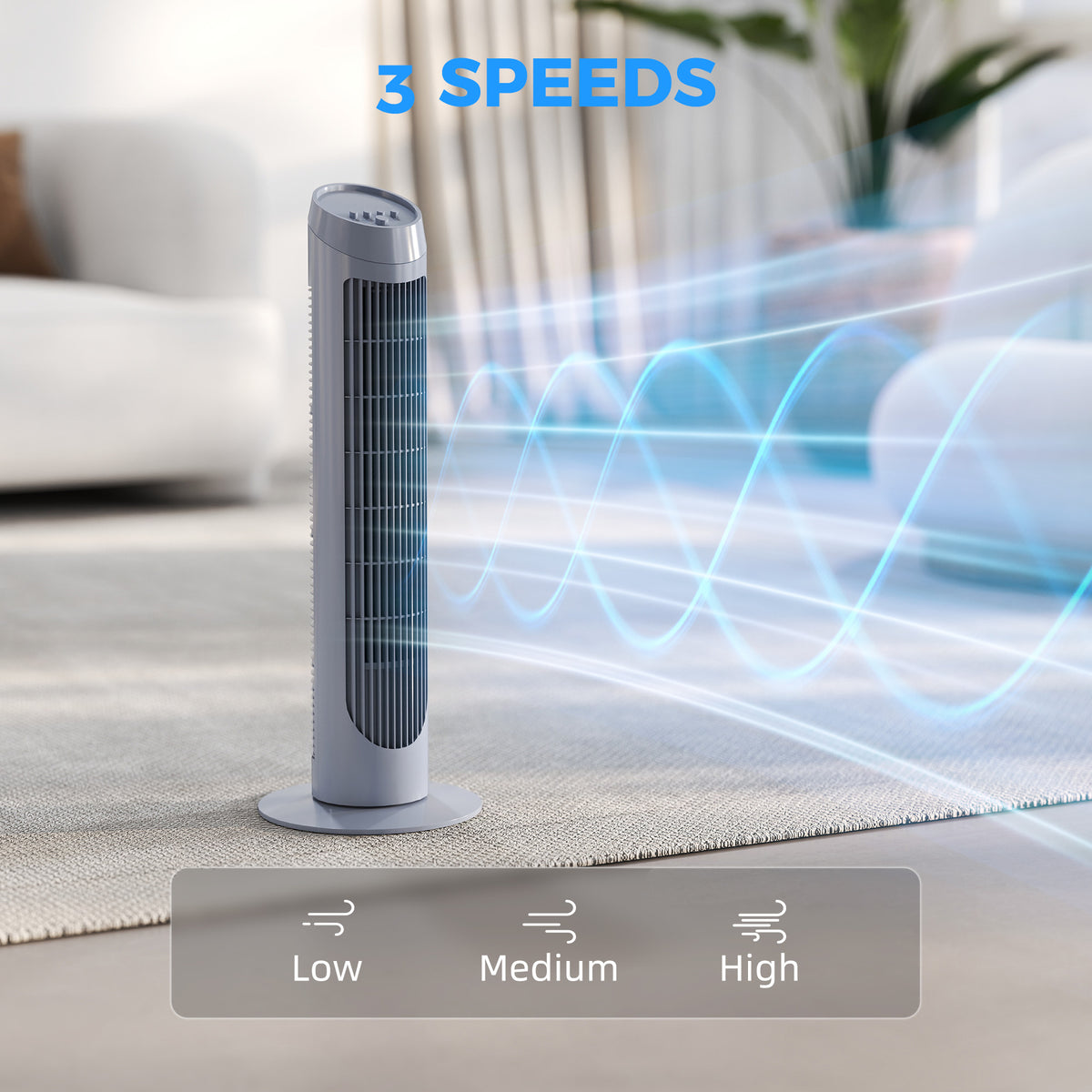 HOMCOM Tower Fan for Bedroom Cooling in Grey