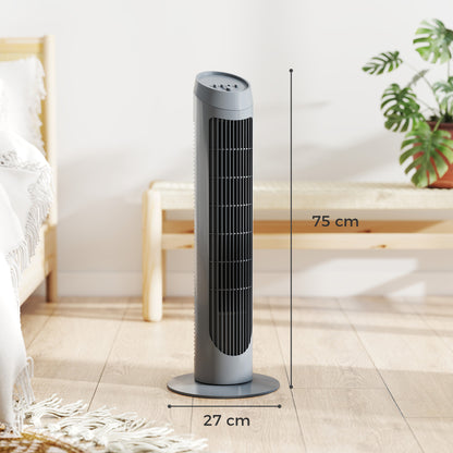 HOMCOM Tower Fan for Bedroom Cooling in Grey
