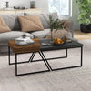 HOMCOM Coffee Table Set of 2, Industrial Nesting Table with Steel Frame and 8cm Thick Tabletop, Sofa Side End Table for Living Room, Rustic Brown