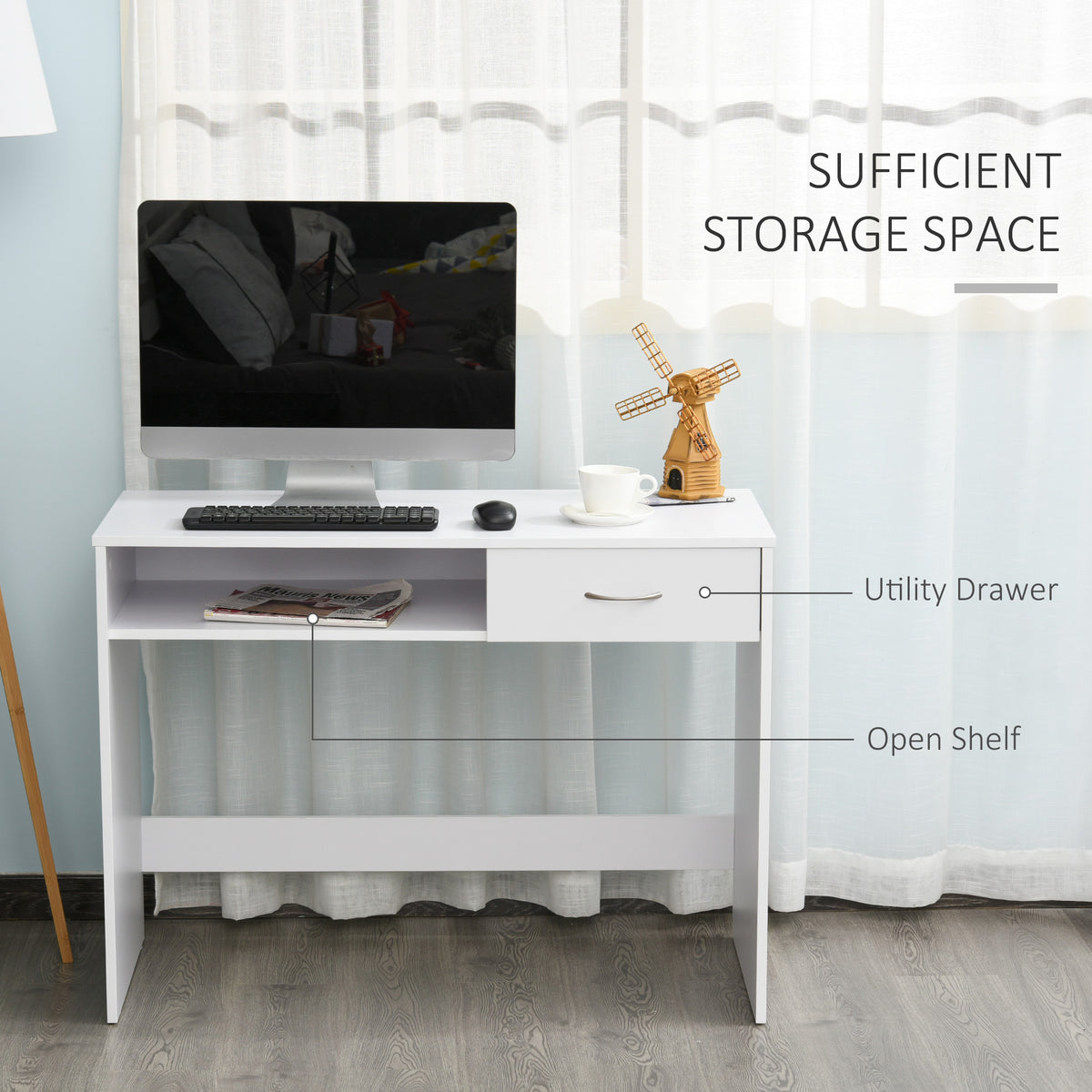 HOMCOM Compact Computer Desk in White
