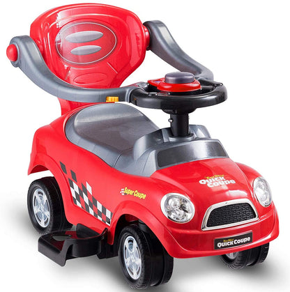 The push and pedal ride on toy without the push handle attached for independent riding