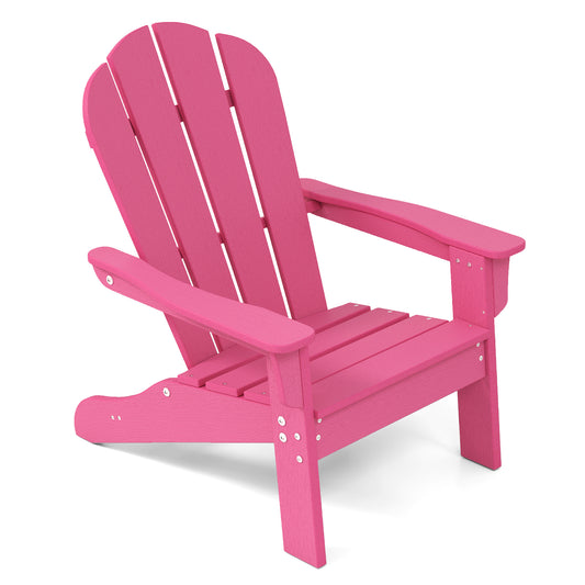 Kids Adirondack Chair in bright pink, shown from a three-quarter front angle