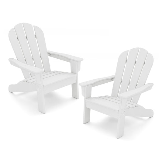 Kids Adirondack Chair set of two white outdoor seats on a plain white background