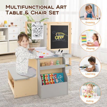 Multifunctional art table and chair set with activities for children