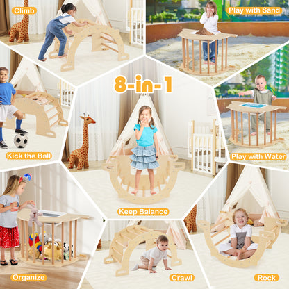 Collage showing the climbing frames in various play scenarios