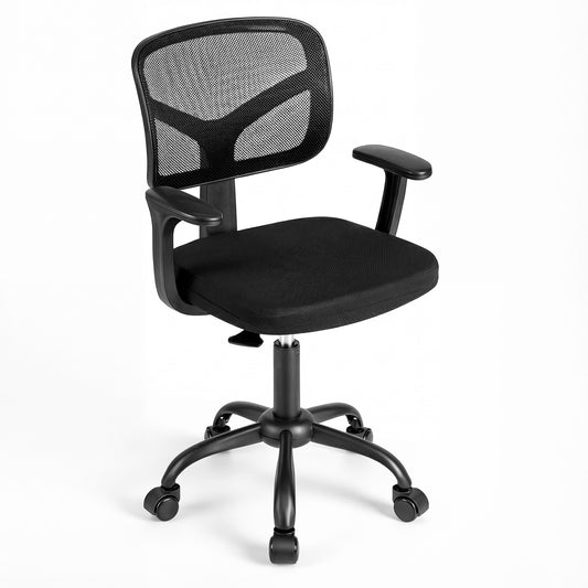 Kids Desk Chair with a black mesh backrest and padded seat on a five-star base with swivel wheels