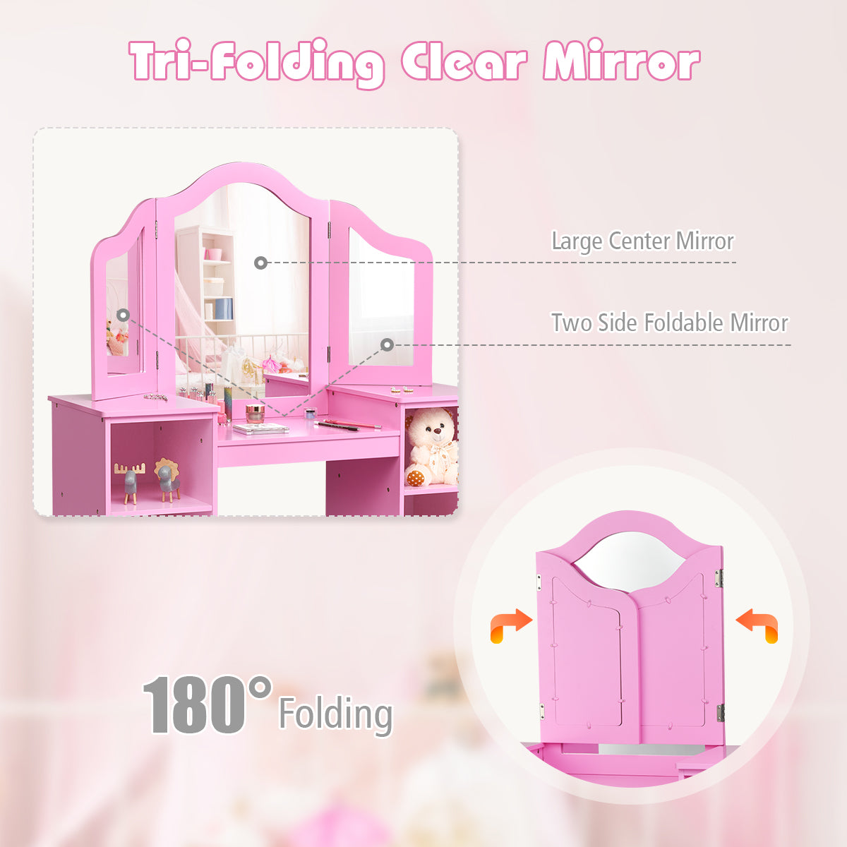 Kids Dressing Table in Pink