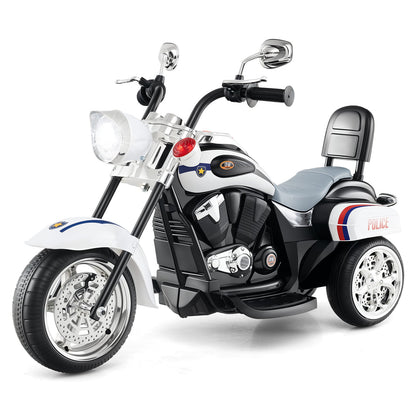 Kids Electric Motorcycle Motorbike 6V Battery Horn Headlight in black and white studio shot