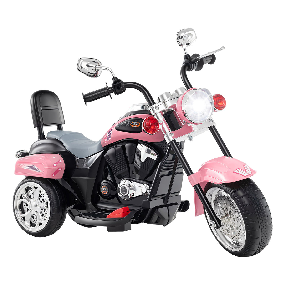 Kids Electric Motorcycle Motorbike 6V Battery Horn Headlight in pink with a bright front headlight