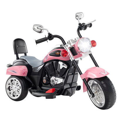 Kids Electric Motorcycle Motorbike 6V Battery Horn Headlight in pink with a bright front headlight