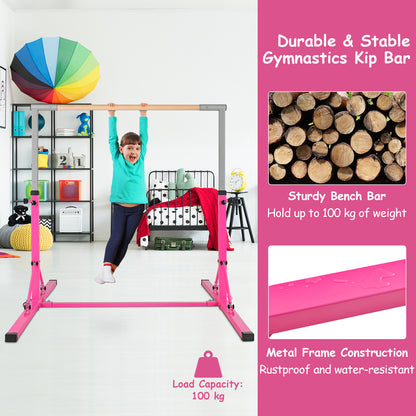 The pink gymnastics bar with feature highlights and construction details