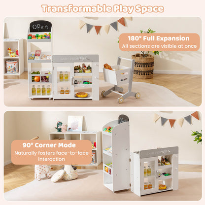 Kids Grocery Store Playset Convertible in White