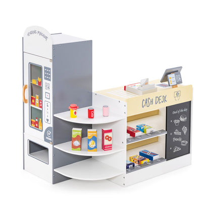 Kids Grocery Store Playset with cash register and writable chalkboard