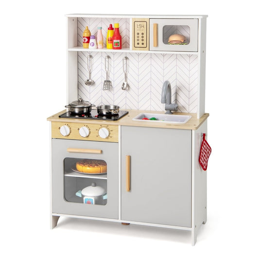 Kids Kitchen Playset with stove, oven, microwave, sink and storage