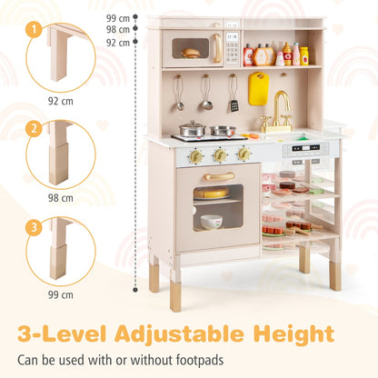 Adjustable height feature of the pink play kitchen set