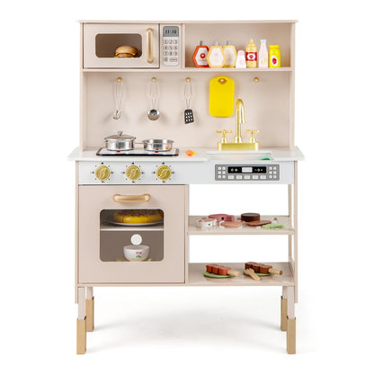 Close up of the pink play kitchen set showing the oven and hob details