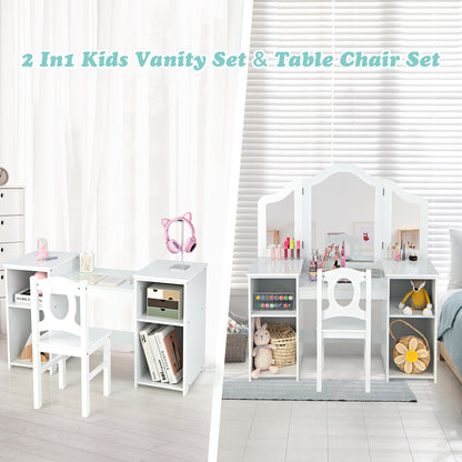 This kids vanity set is shown as a desk and table combination